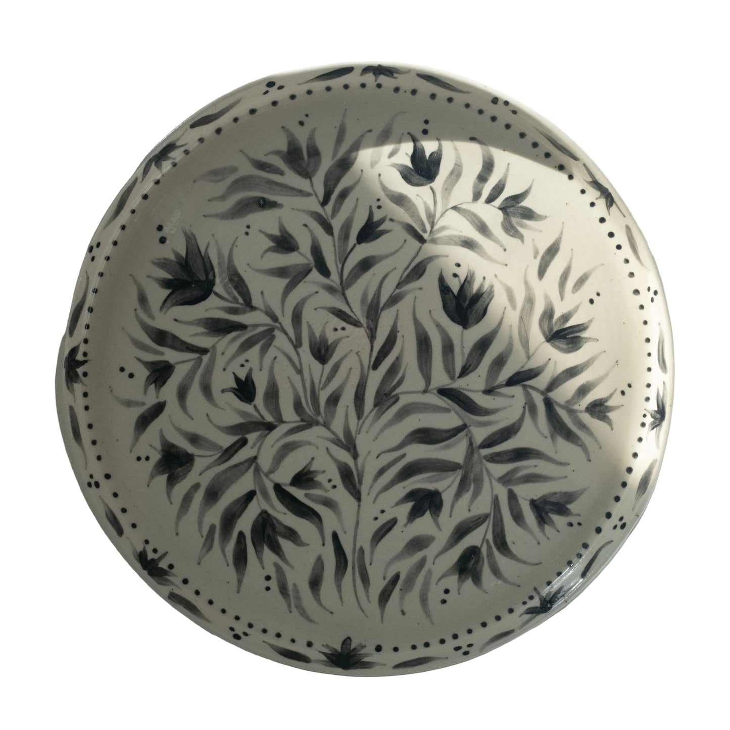 Hand Painted Black Tulips Stoneware Plate
