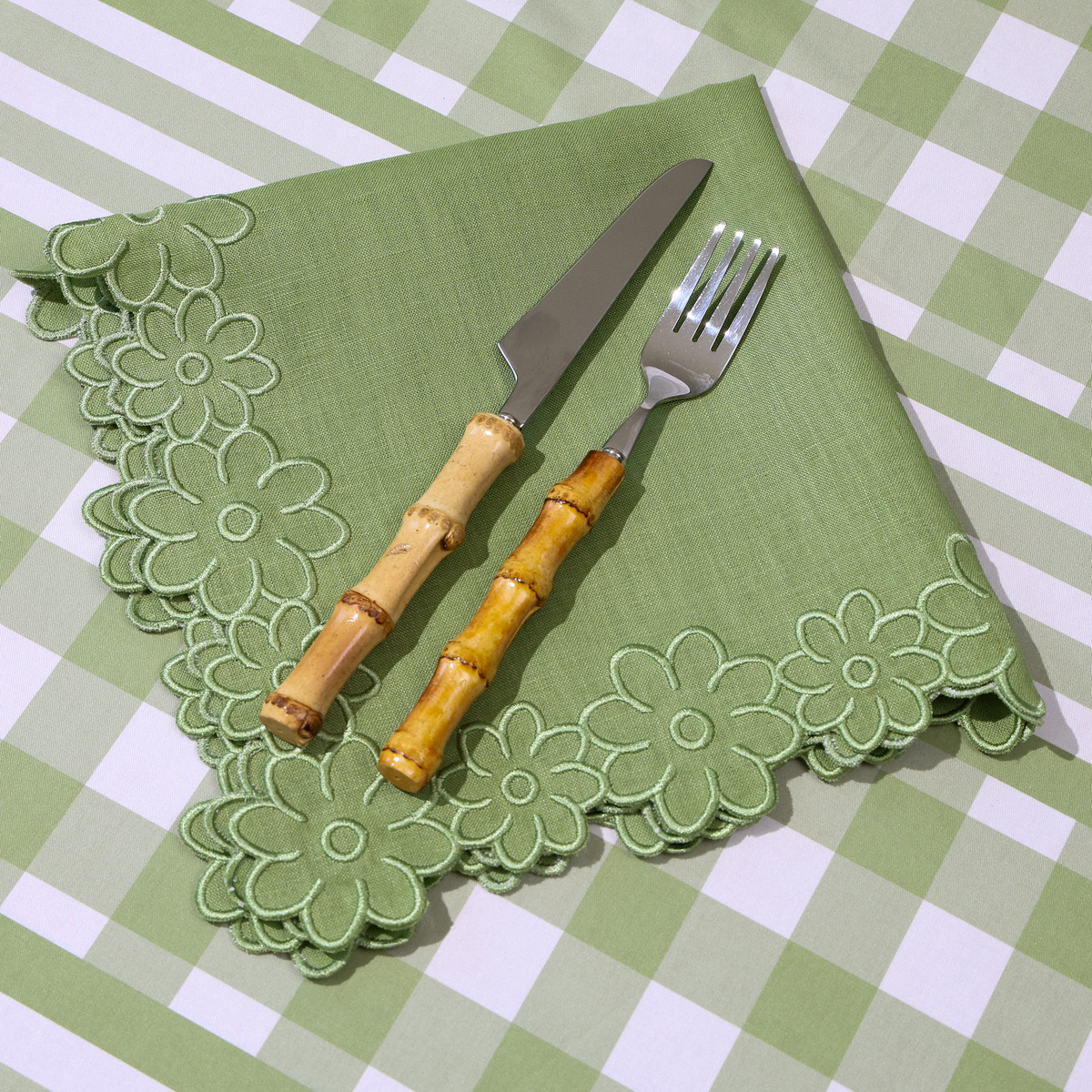 Border of Flowers Linen Napkins
