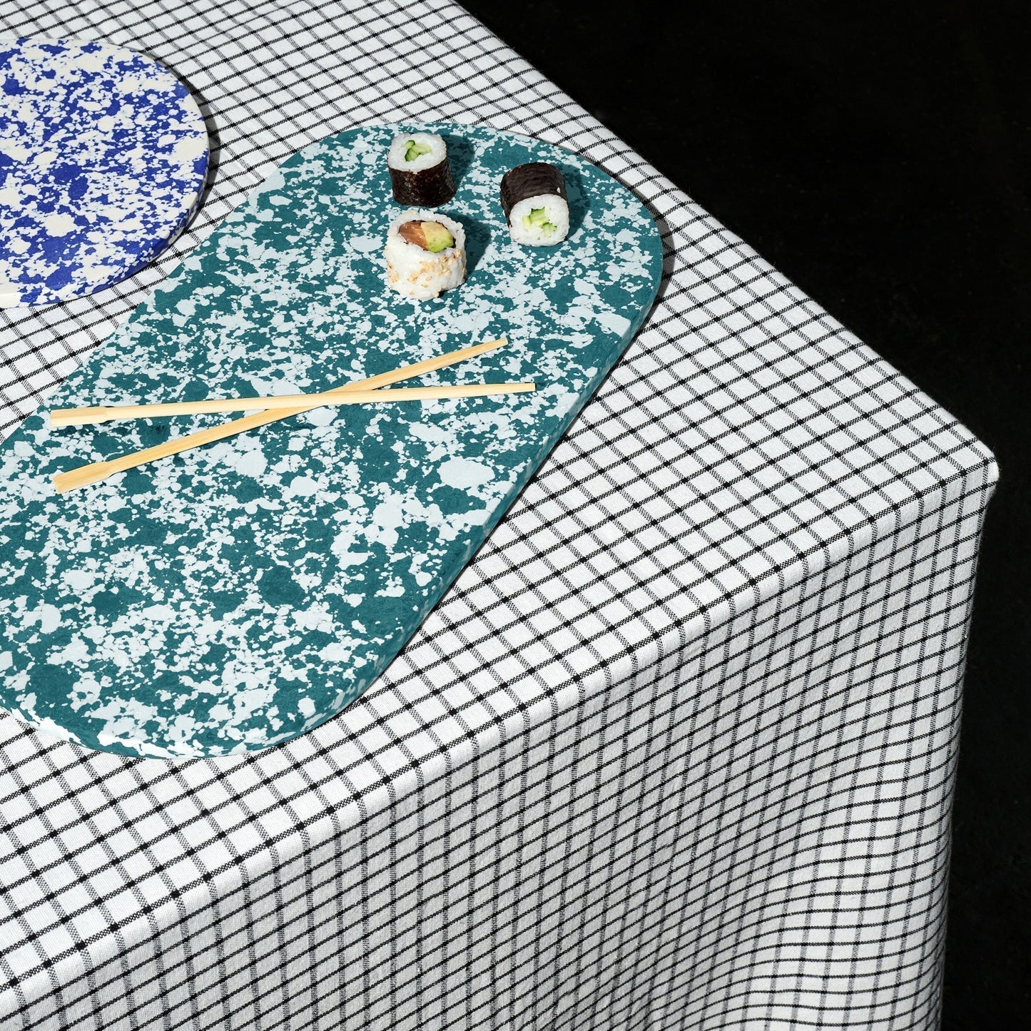 Rock Large Serving Tray, Forest Green and White
