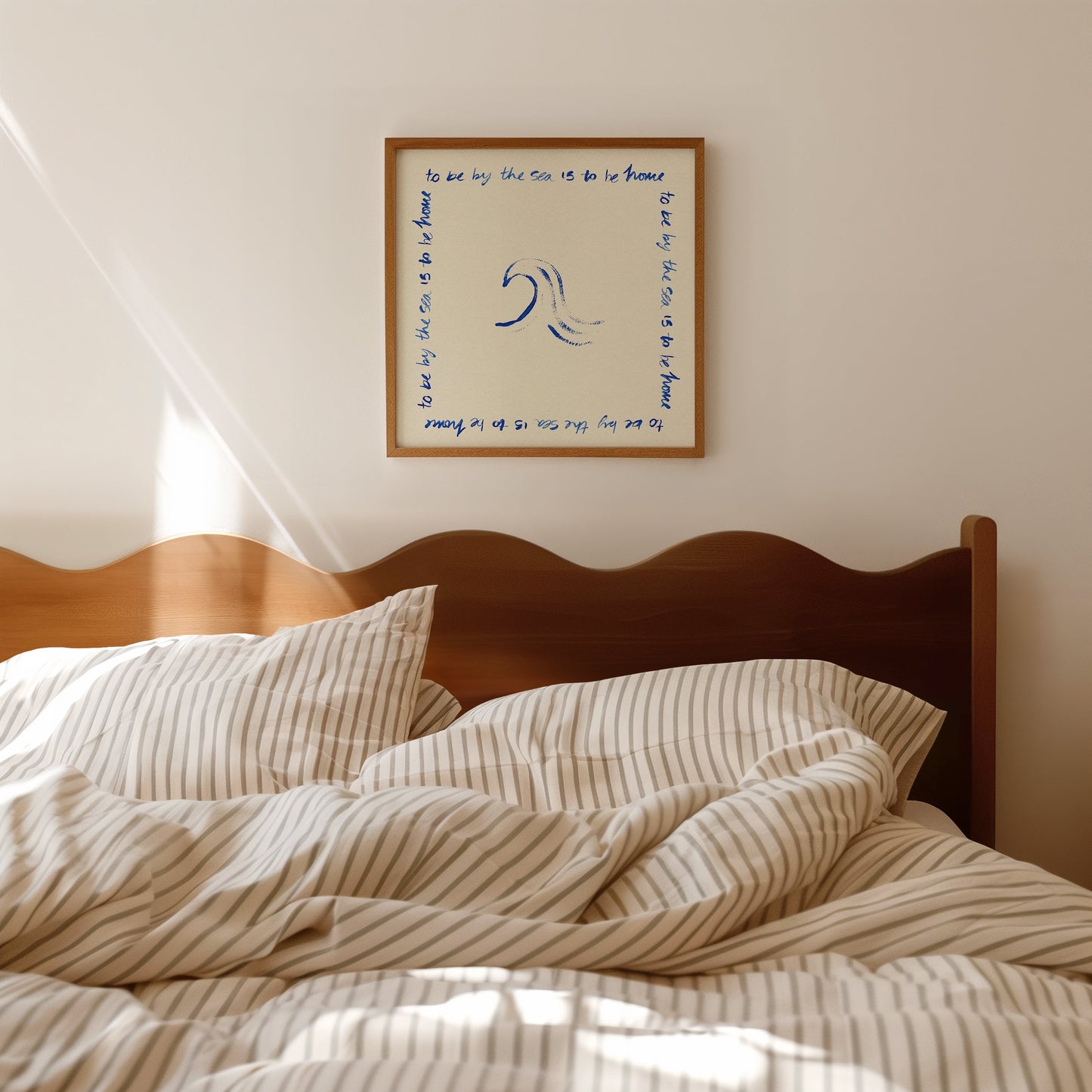 By The Sea Quote Square Hand Painted Print