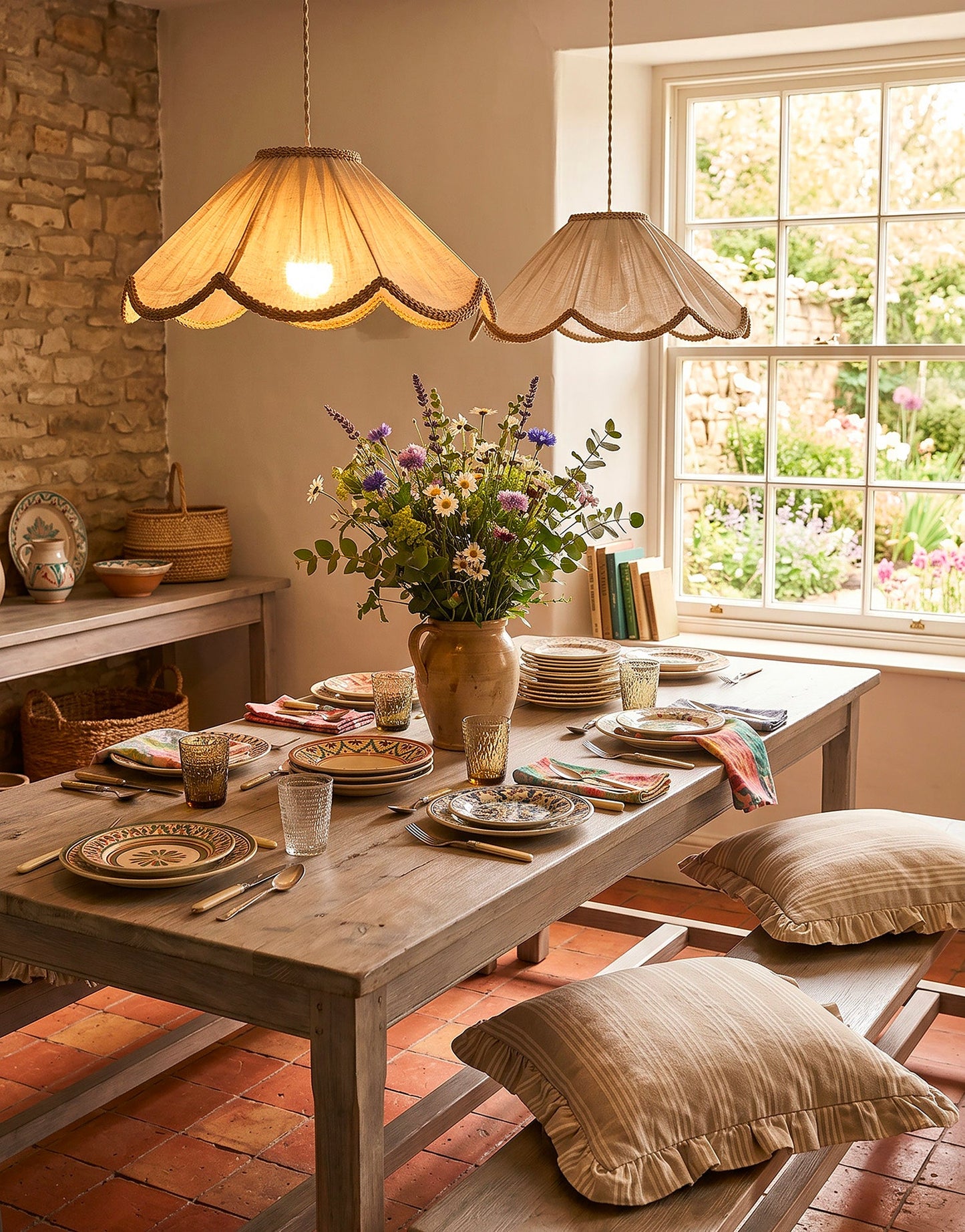 Françoise "Classic Beige" Floral Pendant Light
