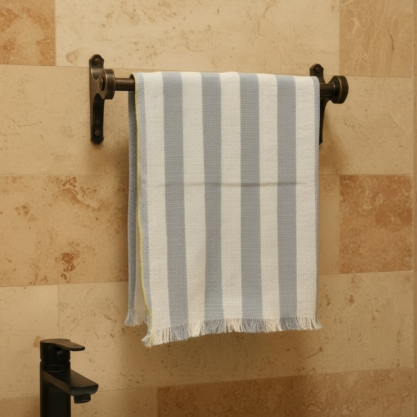 Blue Fresh Fella Tea Towel | Block-Printed Cotton | 18x26 in