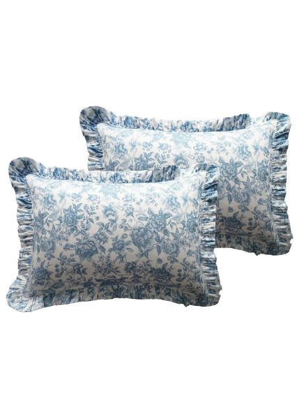 Frill-Edge Pillowcase Made With Liberty Fabrics & Bridgerton Regency Trail China Blue