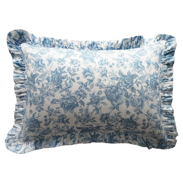 Frill-Edge Pillowcase Made With Liberty Fabrics & Bridgerton Regency Trail China Blue