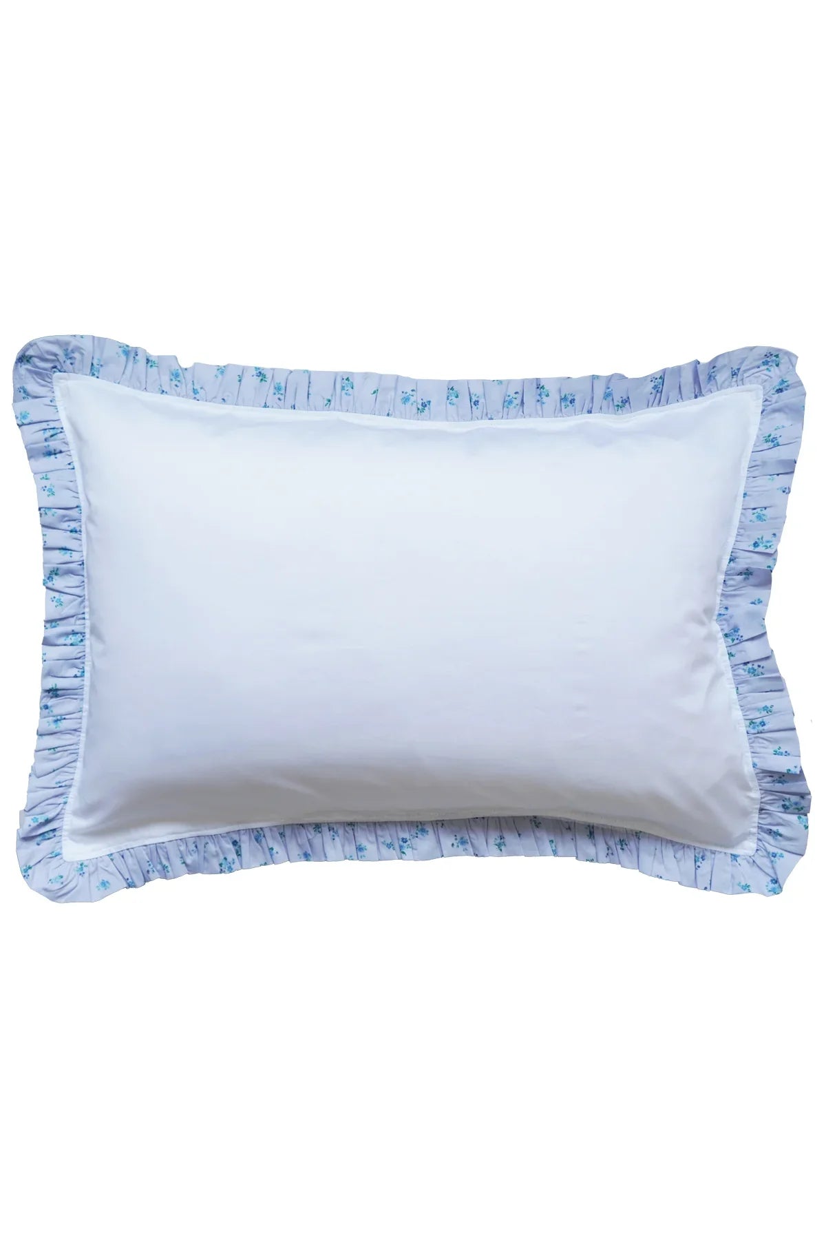 Frill-Edge White Duvet Set Made With Liberty Fabrics & Bridgerton Posy Corsage Blue