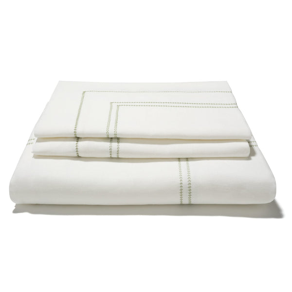Bed Linen Set Hemstitch Botanical Green