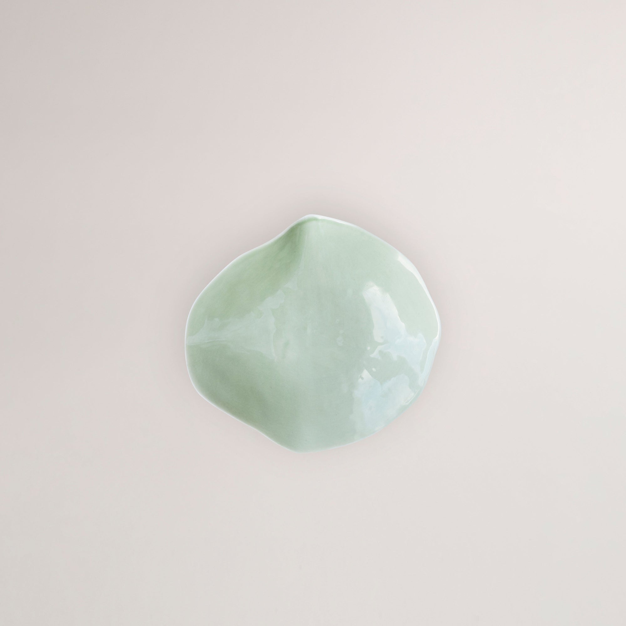Handmade Limoges porcelain green small plate
