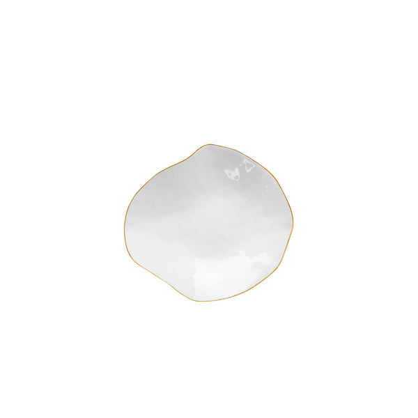 Handmade Limoges porcelain golden rim small plate