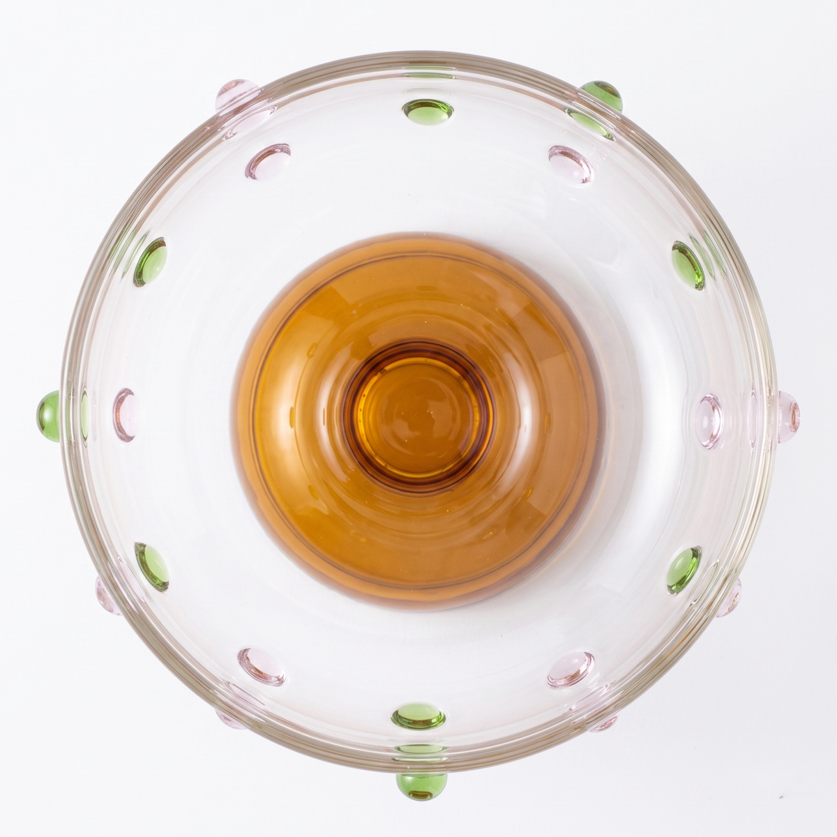 Amber Borosilicate Glass Dessert Bowl | Confetti Dot Rim | Set of 2