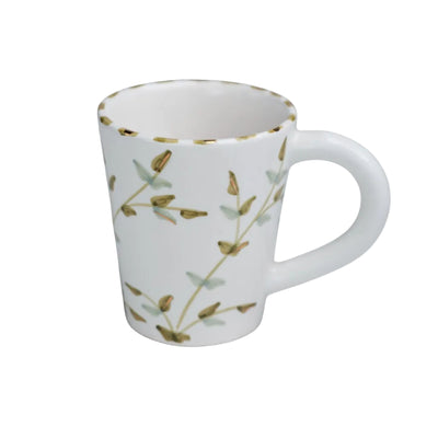 mug artisanal motif feuilles