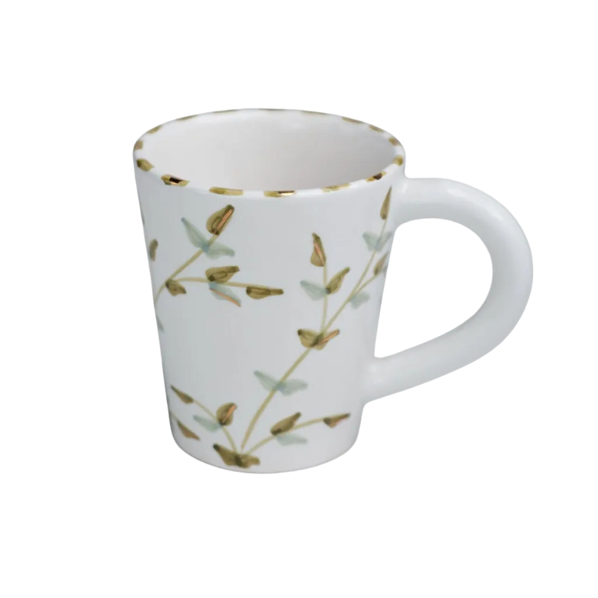 mug artisanal motif feuilles