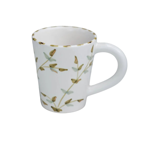 mug artisanal motif feuilles