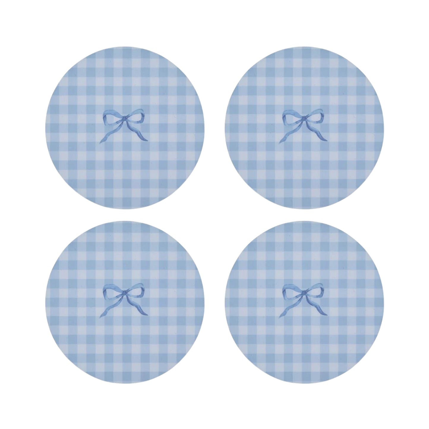 Blue Gingham Coasters- Set of 4