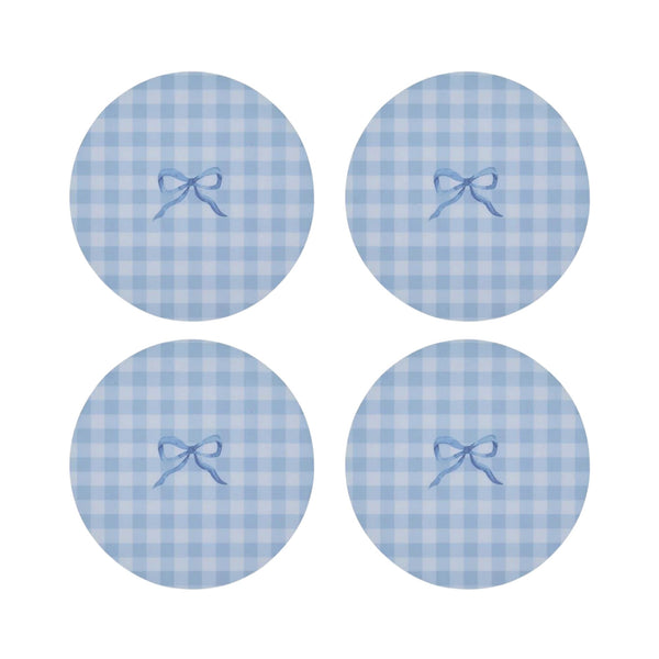 Blue Gingham Coasters- Set of 4