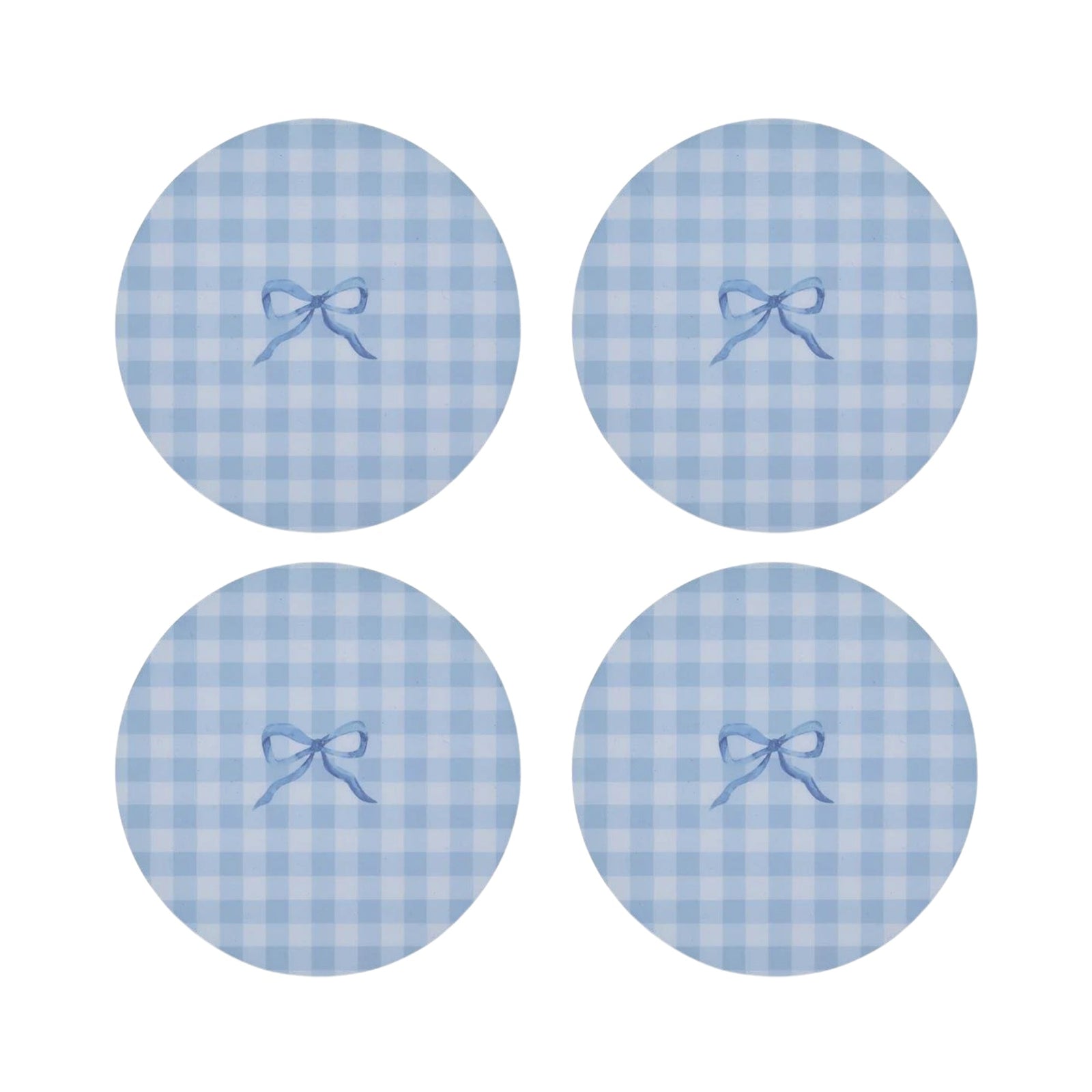 Blue Gingham Coasters- Set of 4