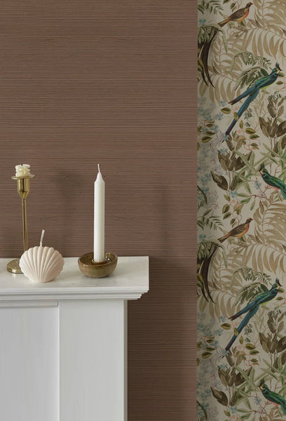 Grasscloth Wallpaper - Brown Stone