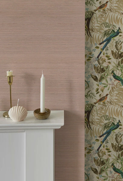 Grasscloth Wallpaper - Peach Sand