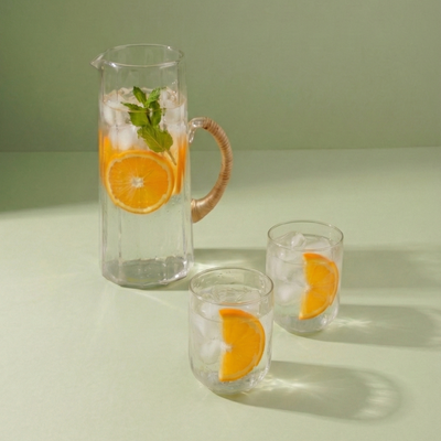 Hammered Water Pitcher, Natural 6.25x9.5 Inches - Casa Amarosa
