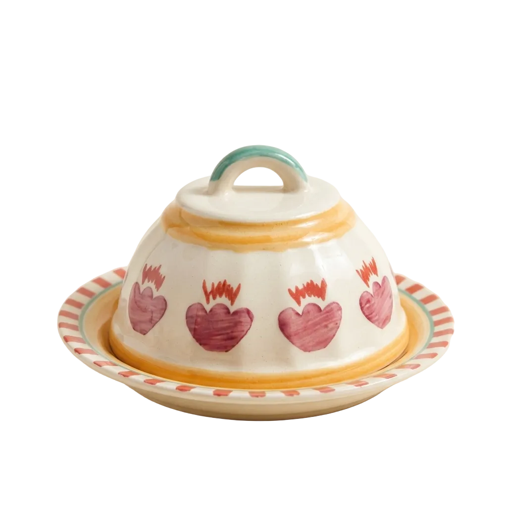 Rose Ceramic Butter Dish 4.3x4.3x3 Inches Handmade with Lid - Casa Amarosa