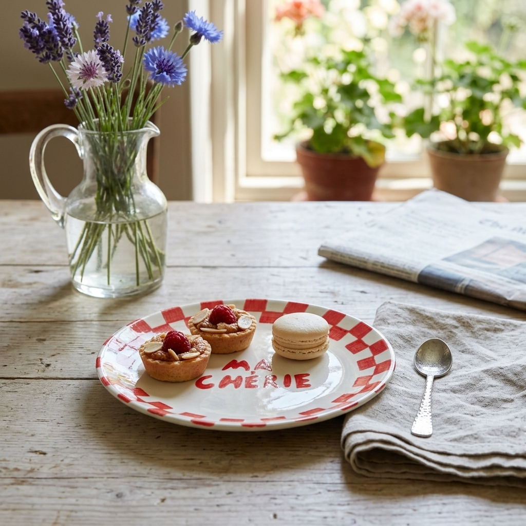 Ma Cherie Ceramic Snack Plate , Red - 7x7 Inches (Set of 2)