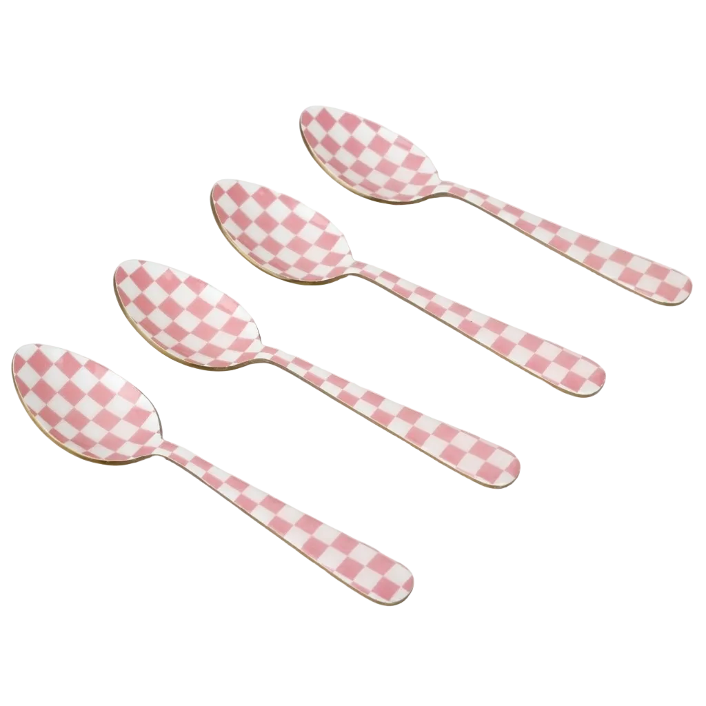 Pink Enamel Spoon Set of 4 5.4x1 Inches - Casa Amarosa