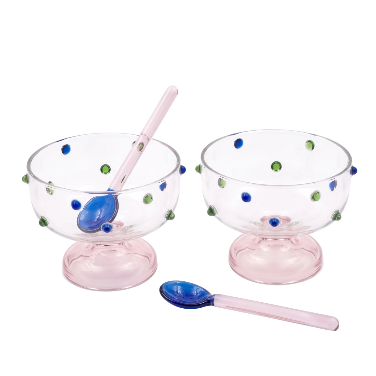 Dessert Glass & Spoon Duo Set | Handblown Borosilicate Glass | Set of 2