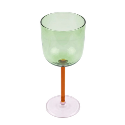 Color Pop Wine Glass Green 3x7 Inches Set of 2 Handblown - Casa Amarosa