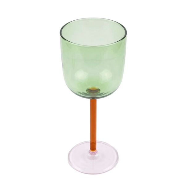 Color Pop Wine Glass - Green,  3 x 7 Inches - Set of 2)