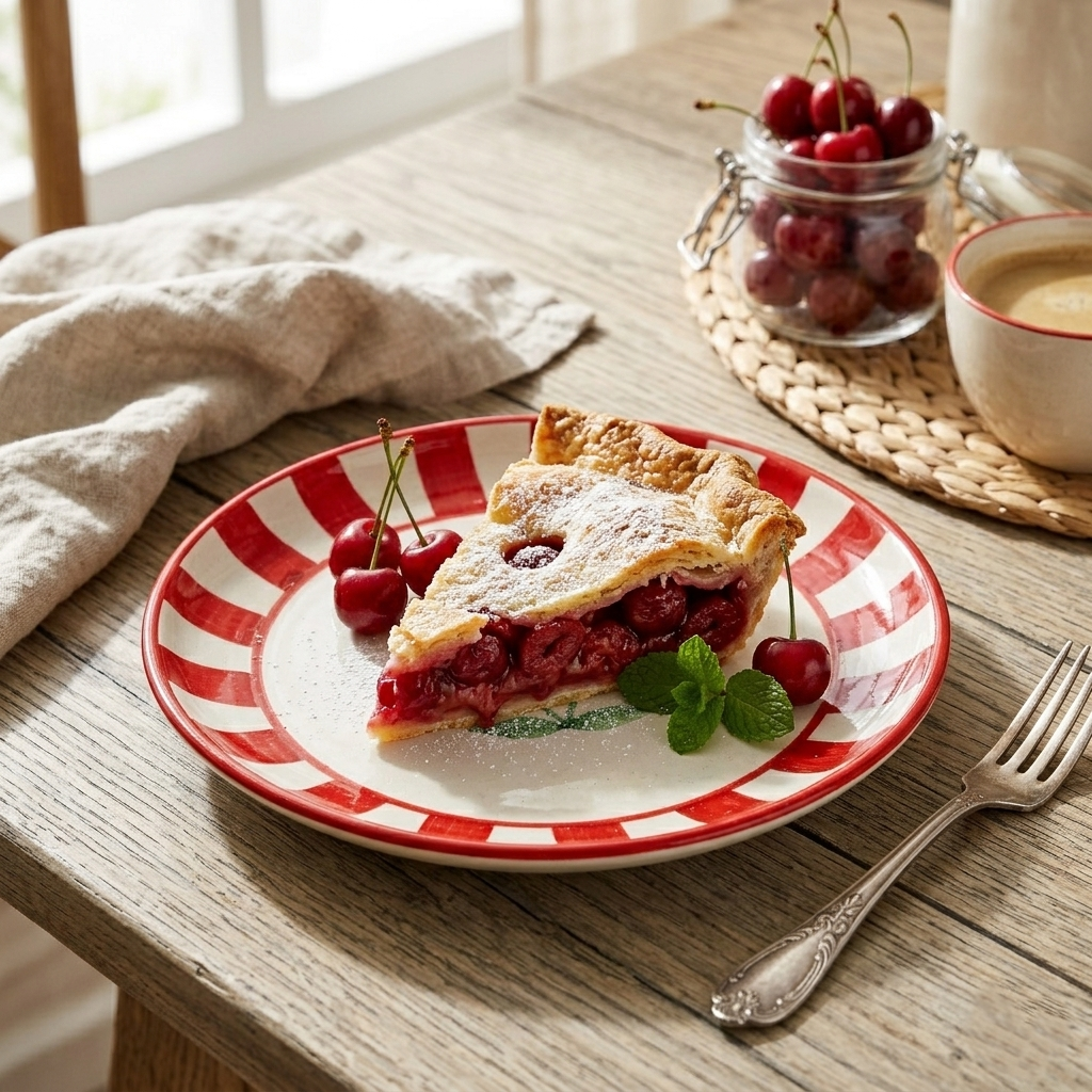 Ceramic Cherry Dessert Plate - Red