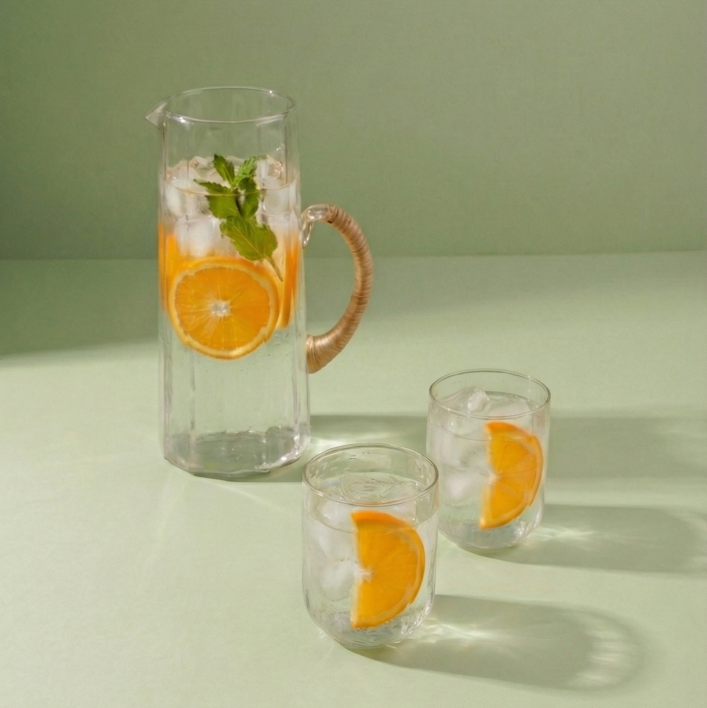 Hammered Glass Water Pitcher and Tumbler Set (Set of 3)