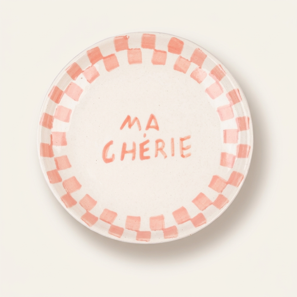Ma Cherie Pink Ceramic Snack Plate , 7x7 Inches (Set of 2)