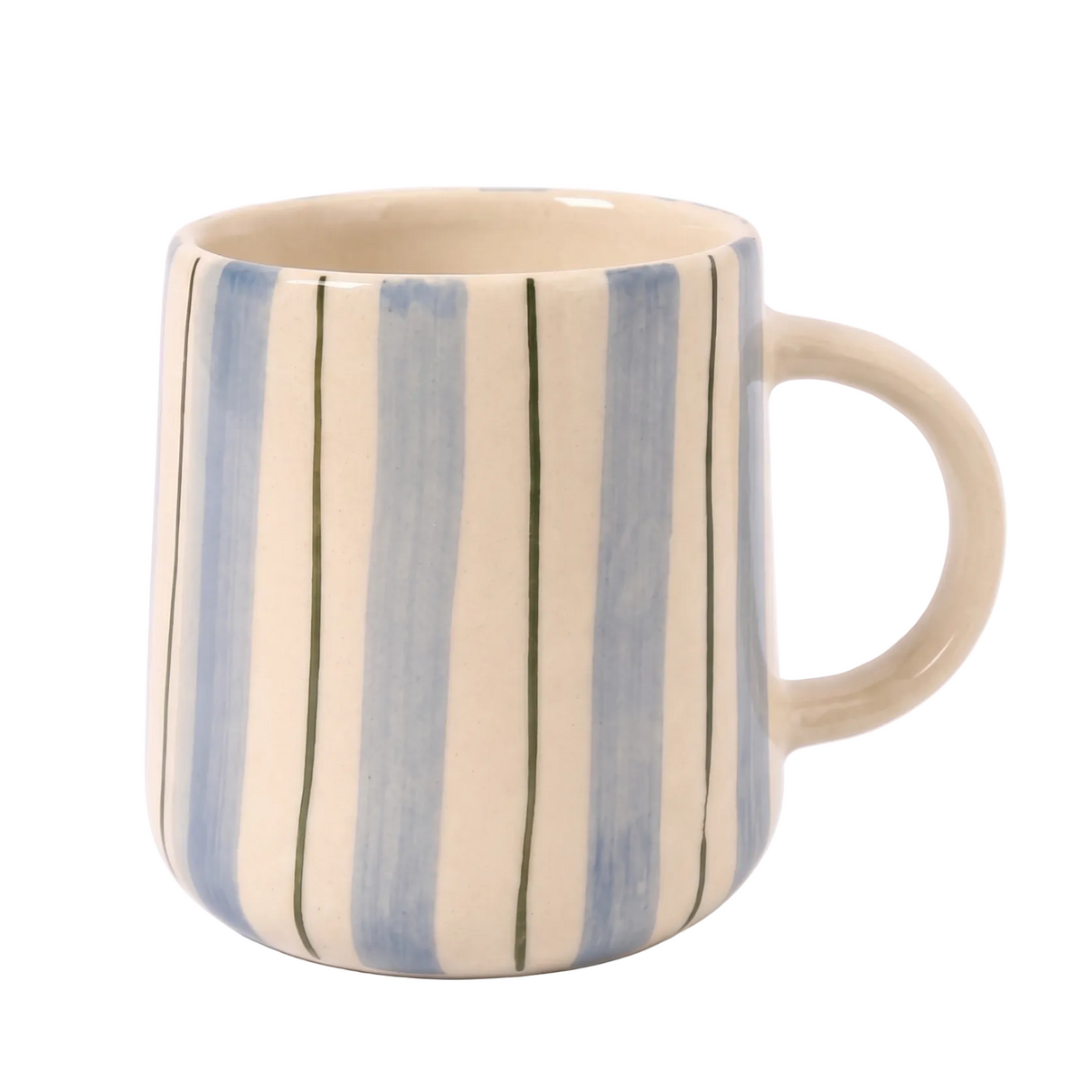 Blue & Pink Striped Mug | Hand-Painted Ceramic | 250ml