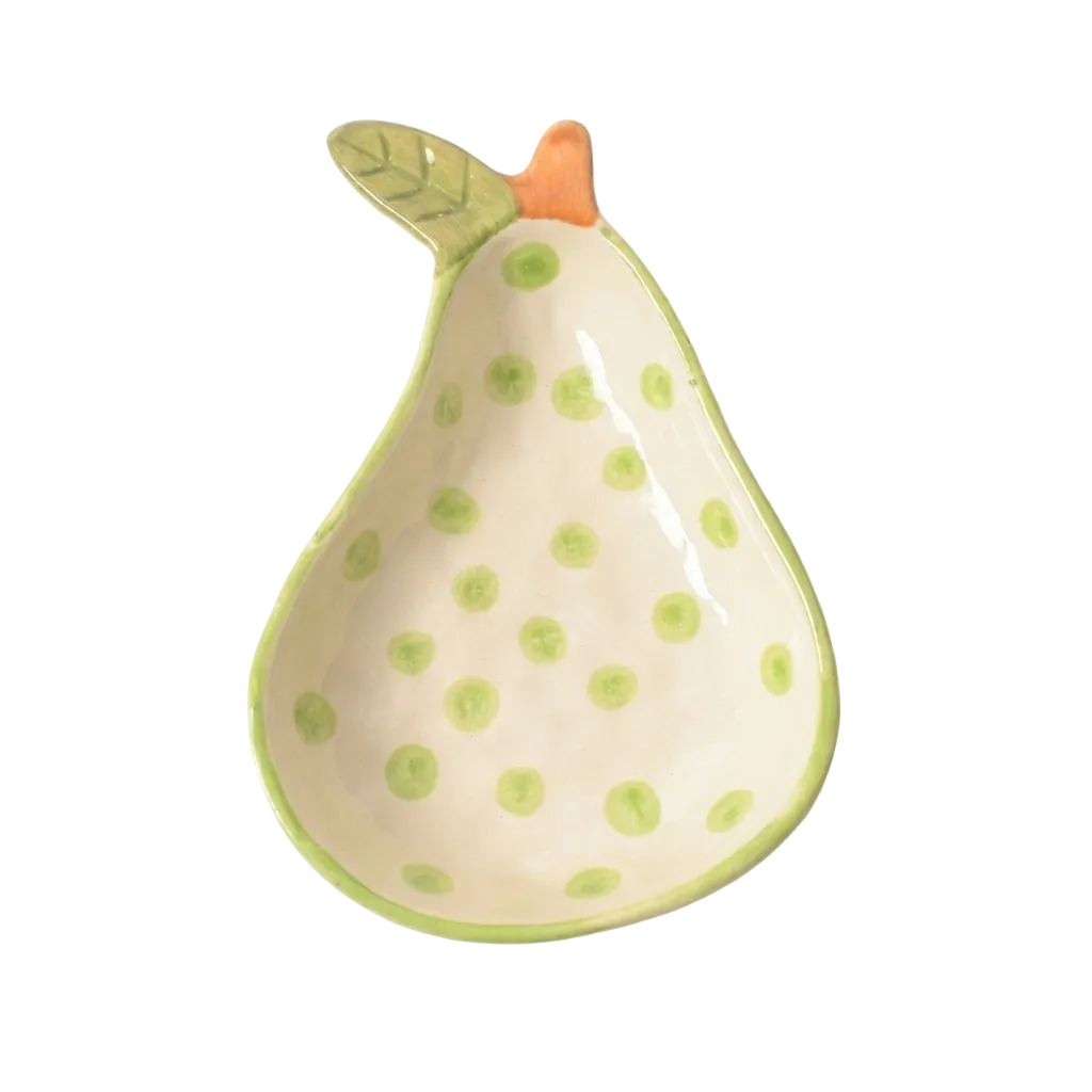 Pear Polka Handmade Serving Bowl 5.5x0.5 Inches Set of 2 Ceramic - Casa Amarosa