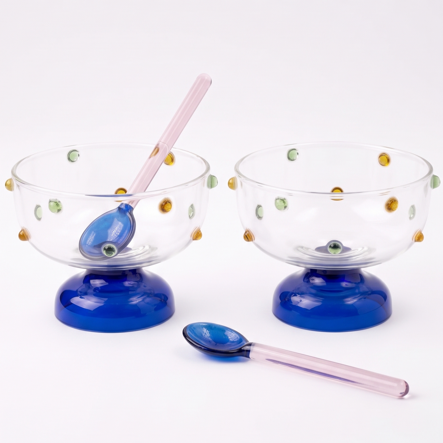 Dessert Glass & Spoon Duo Set | Handblown Borosilicate Glass | Set of 2