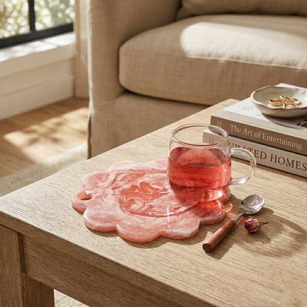 Scallop Resin Cheese Charcuterie Board,Pink  - 12 Inches