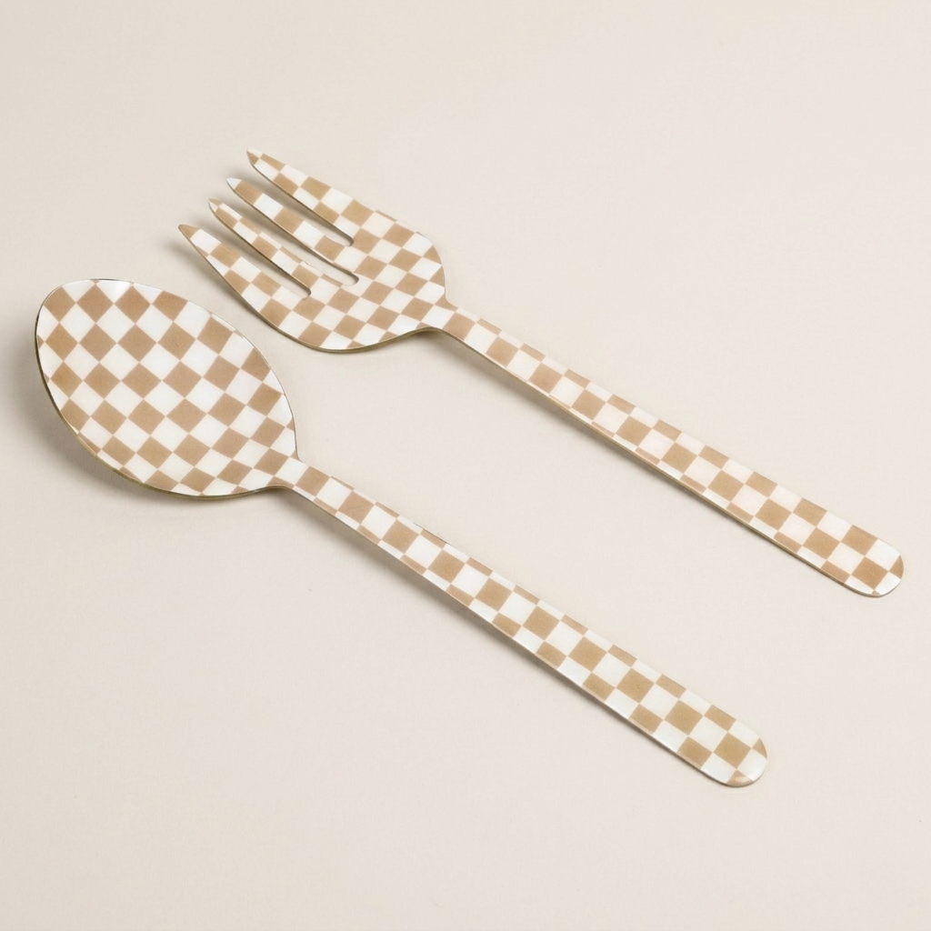 Peach Enamel Serving Spoons (Set of 2) - 11 x 2.5 Inches
