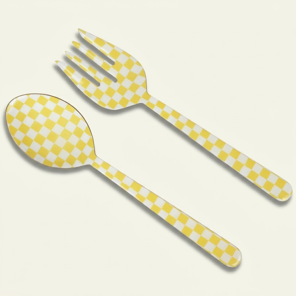 Yellow Enamel Salad Server (Set of 2) - 11 x 2.5 Inches
