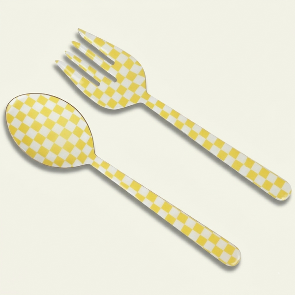 Yellow Enamel Salad Server (Set of 2) - 11 x 2.5 Inches