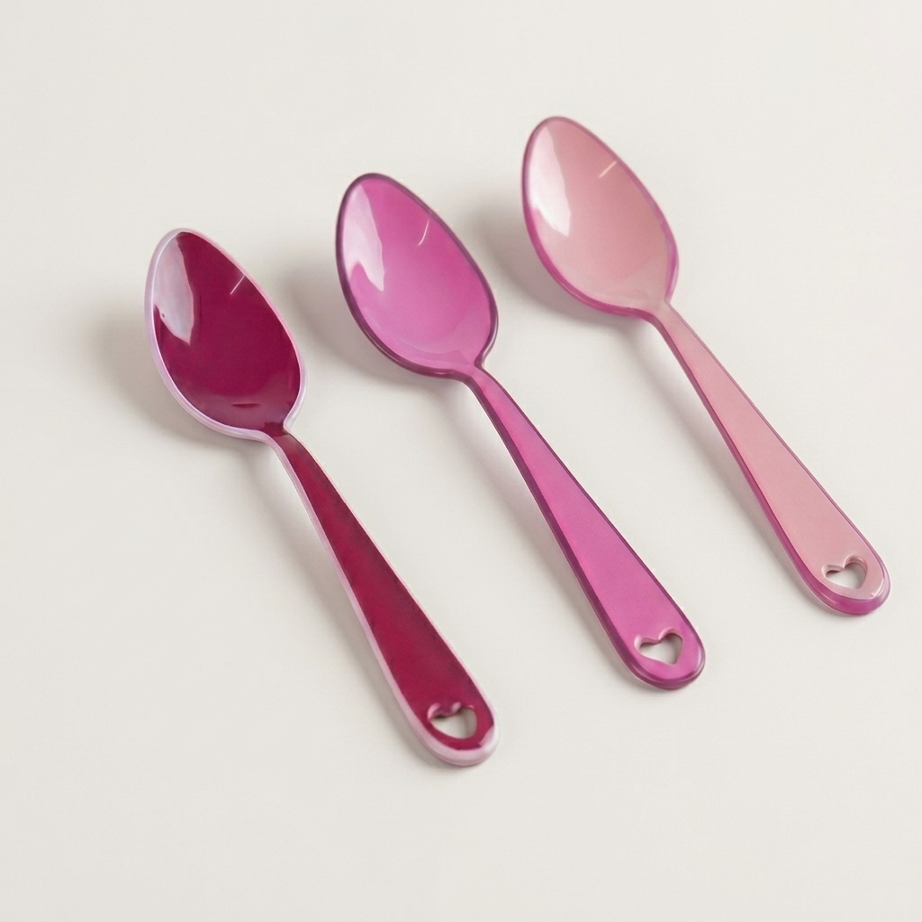 Enamel Spoon Set , Pink (Set of 3) - 5.3 x 1.3 Inches