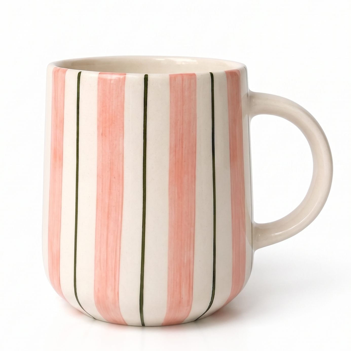 Blue & Pink Striped Mug | Hand-Painted Ceramic | 250ml