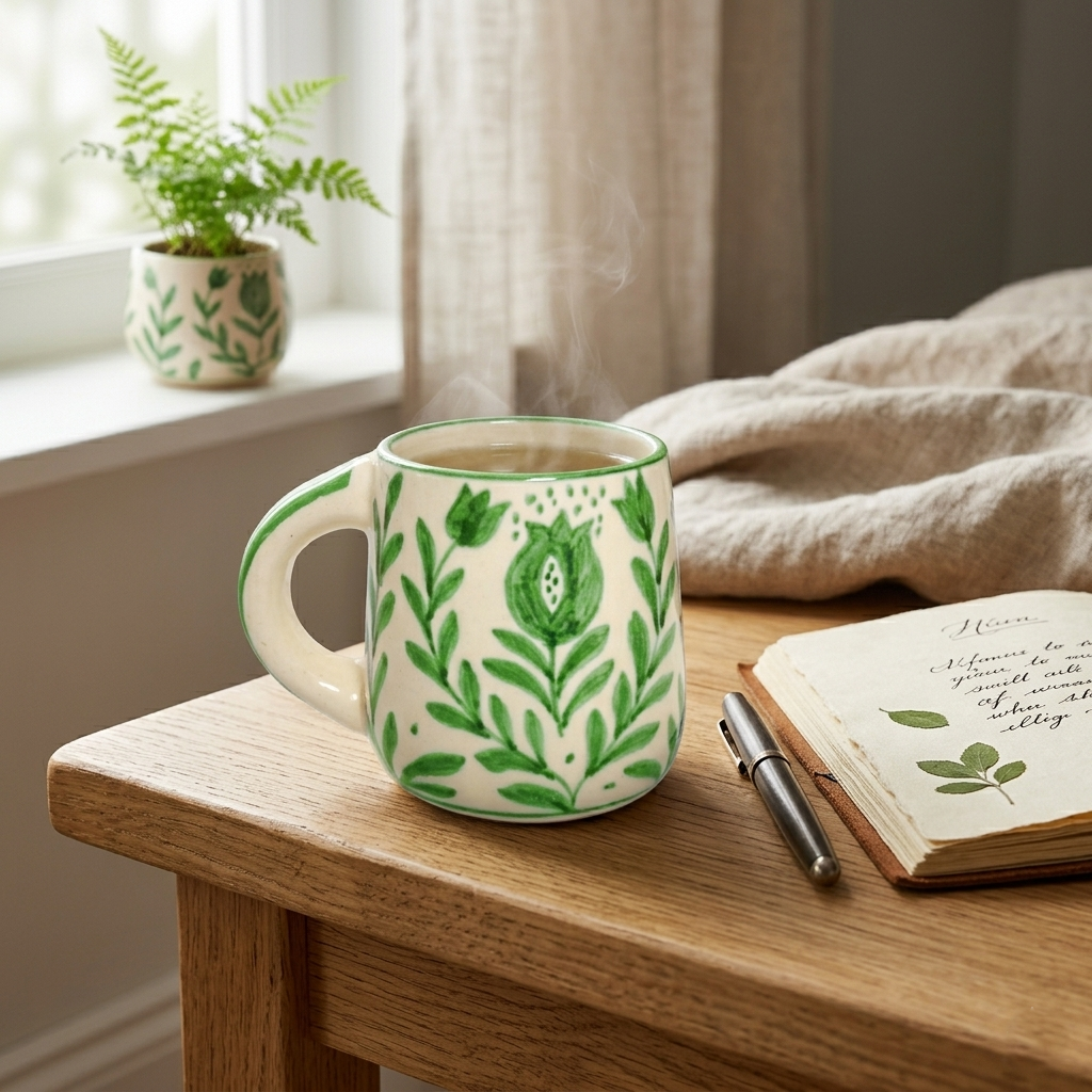 Green Anaar Coffee Mug- , 3.5 X 3 Inches (Set of 4)