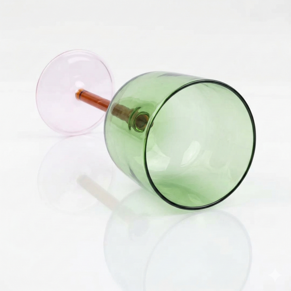 Color Pop Wine Glass - Green,  3 x 7 Inches - Set of 2)