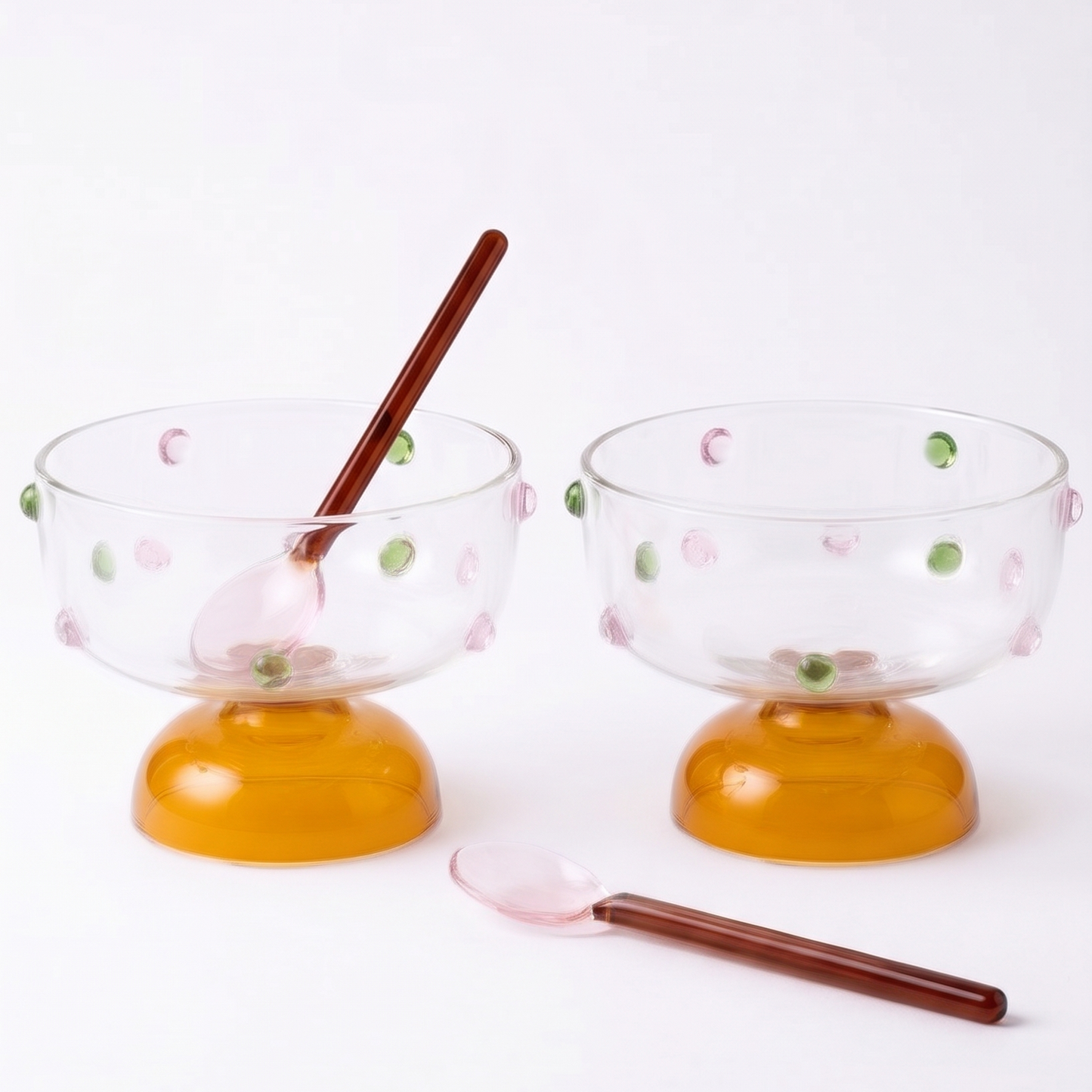 Dessert Glass & Spoon Duo Set | Handblown Borosilicate Glass | Set of 2