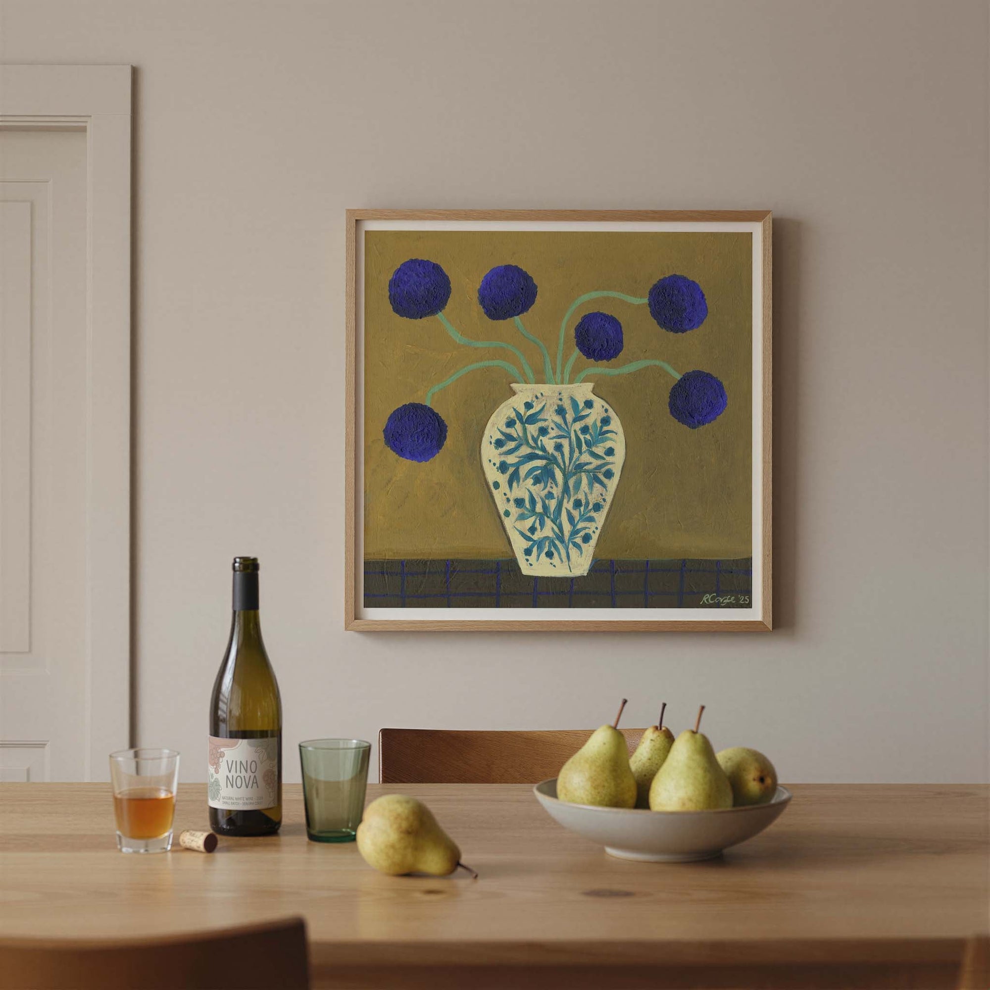 Blue Allium Vase Art Print