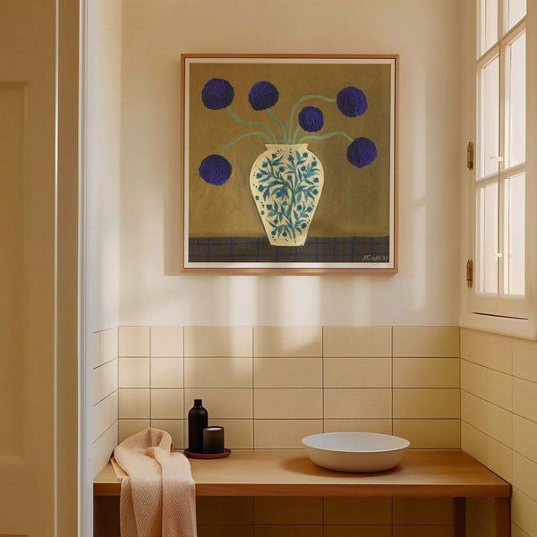 Blue Allium Vase Art Print