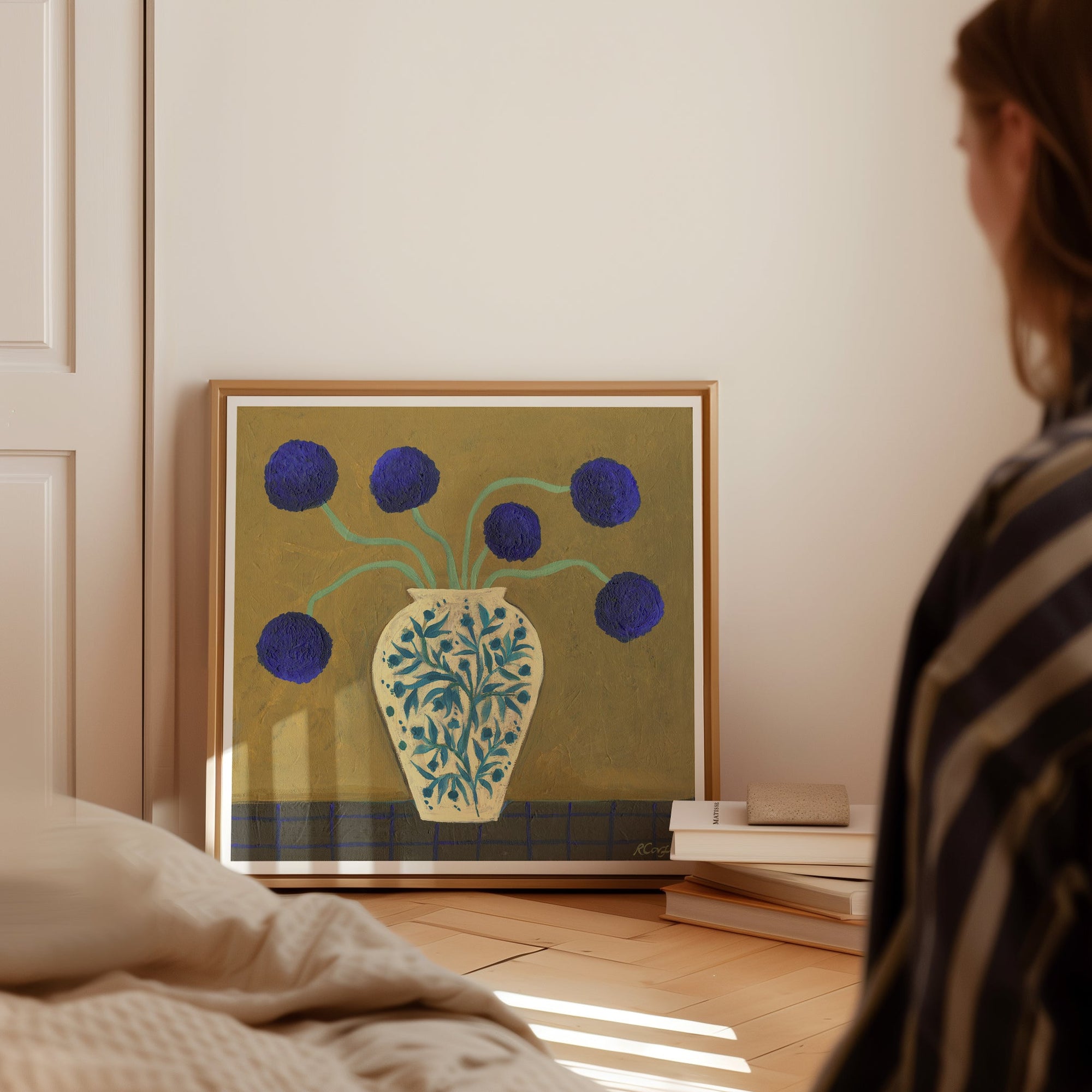 Blue Allium Vase Art Print