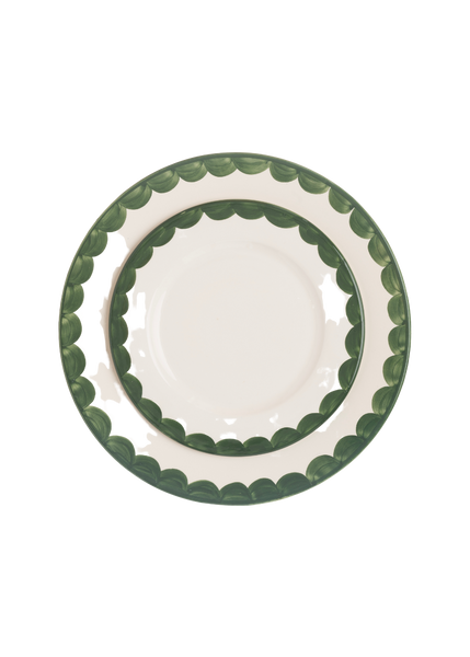 Late Afternoon Green Scallop Plate Set