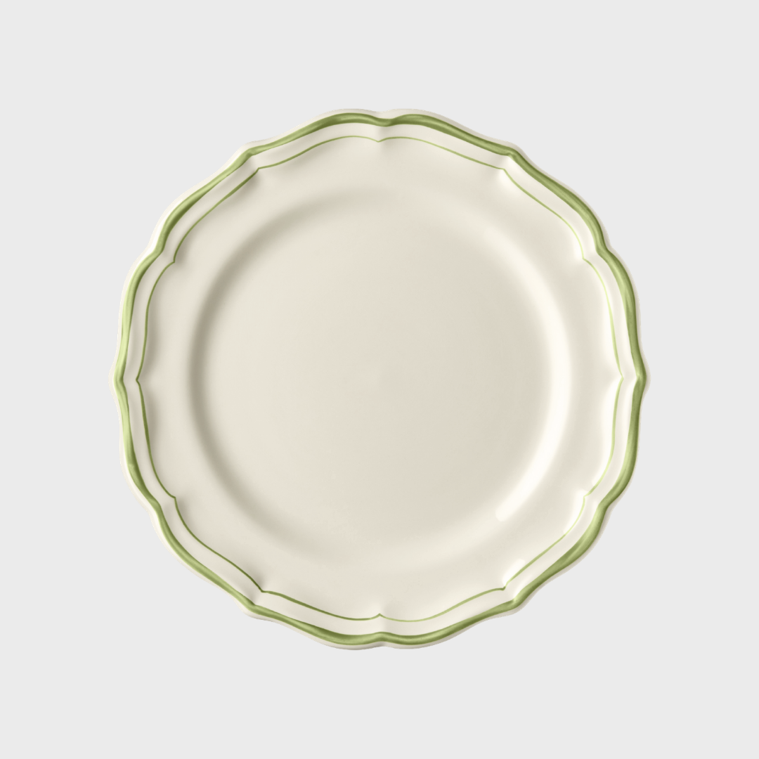 Gien Green Scallop Edge Dessert/Side Plate