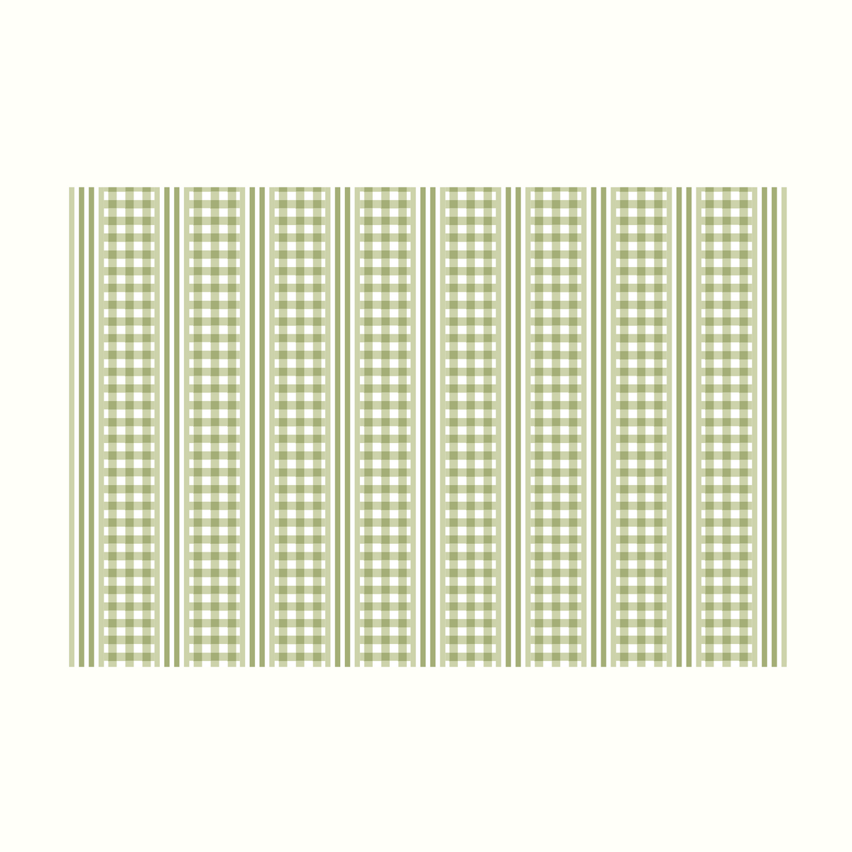 Green Gingham & Stripe Tablecloth