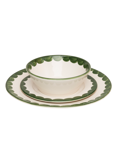 Late Afternoon Green Scallop Bowl and Plate Set